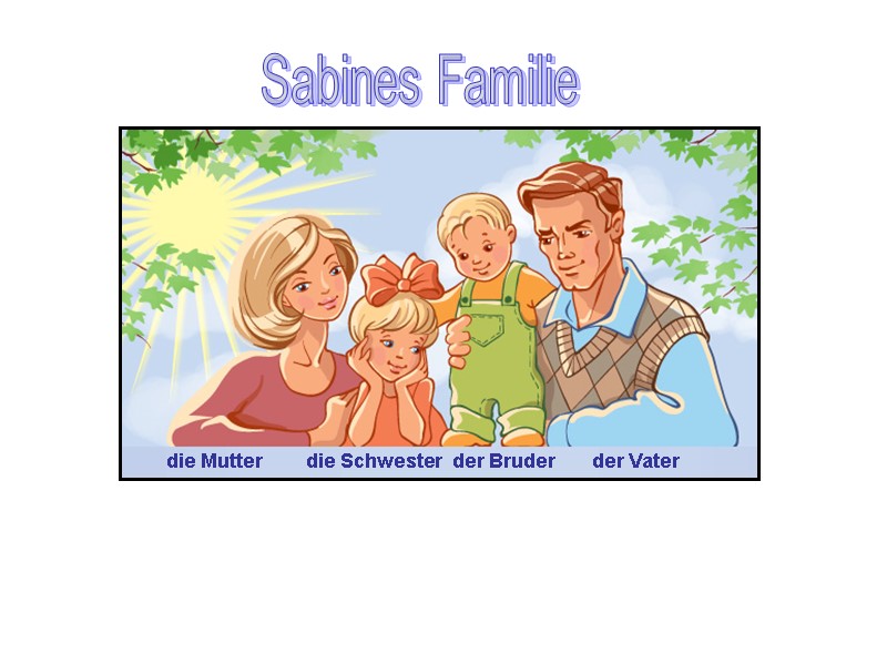 die Mutter der Vater die Schwester der Bruder Sabines Familie